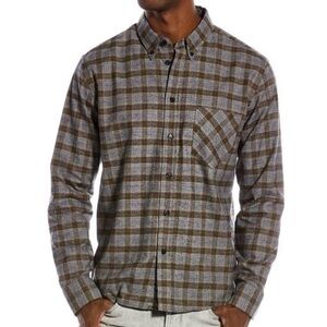 Billy Reid TUSCUMBIA SHIRT-BROWN Gray XL 100% cotton casual button down cotton